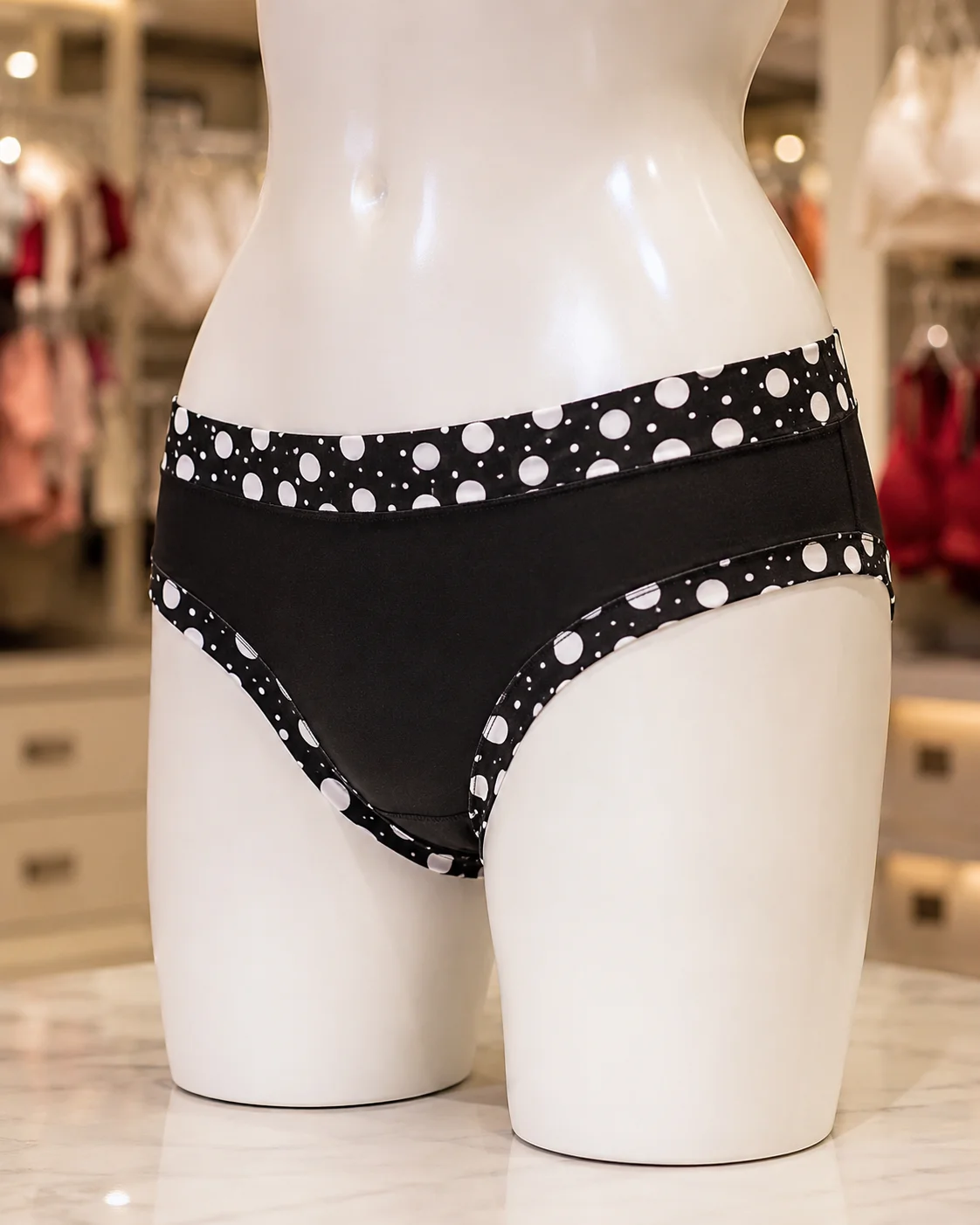 Women’s Cotton Bikini Briefs with Polka Dot Trim
