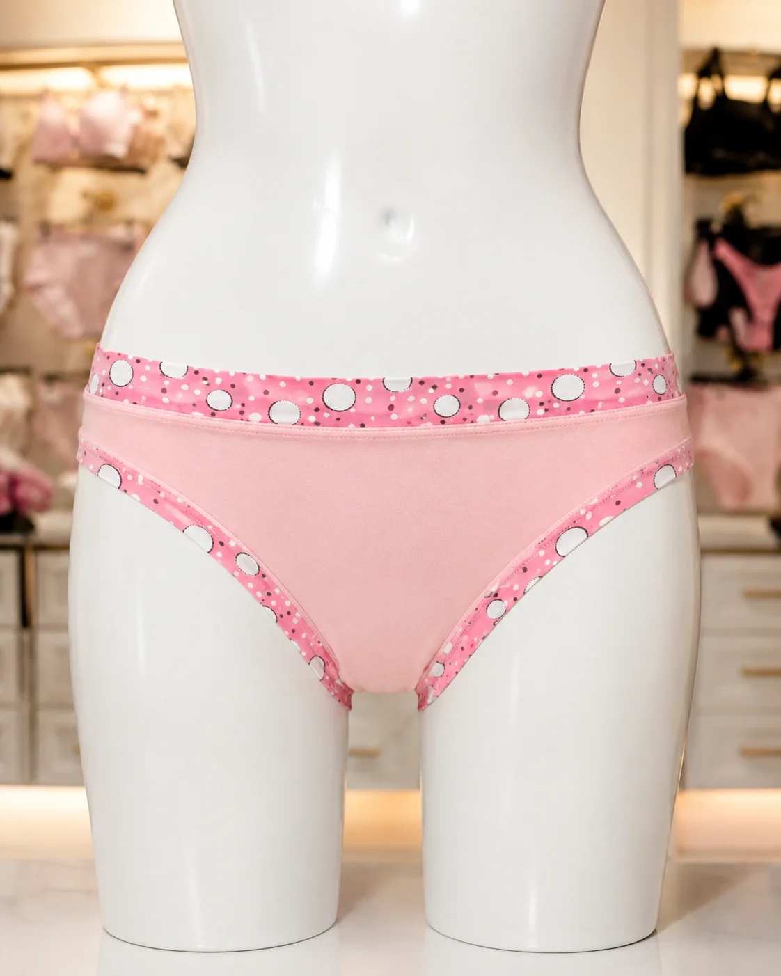 Women’s Cotton Bikini Briefs with Polka Dot Trim