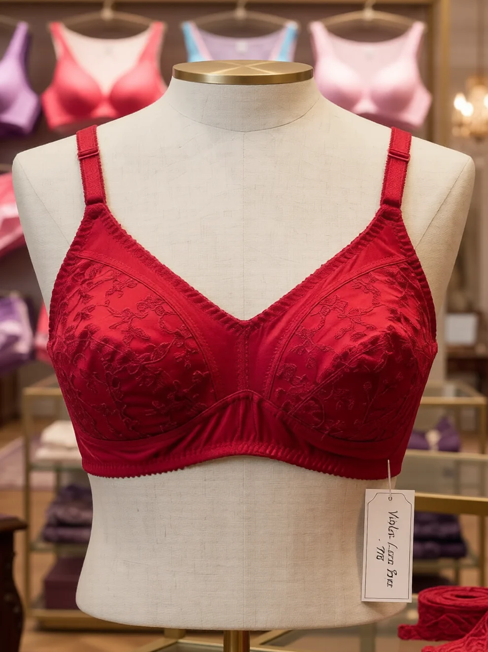 Women’s Floral Embroidered Cotton Non-Padded Full-Coverage Bra