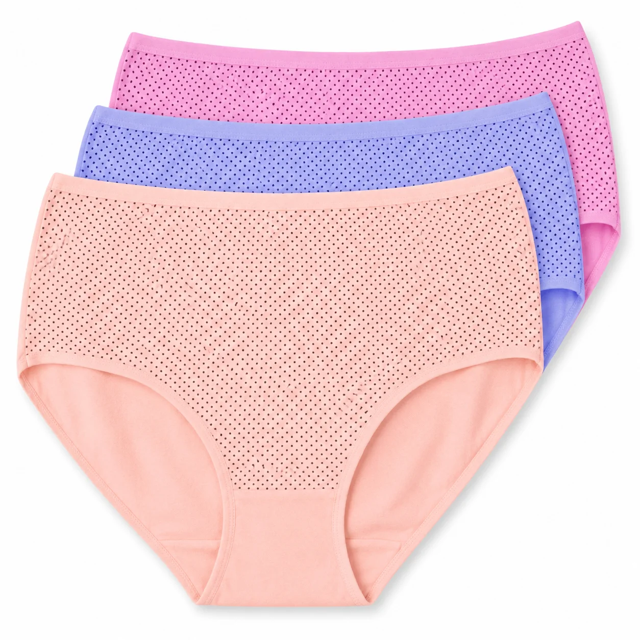 Women’s Polka Dot Cotton Full-Coverage Briefs – Pack of 3