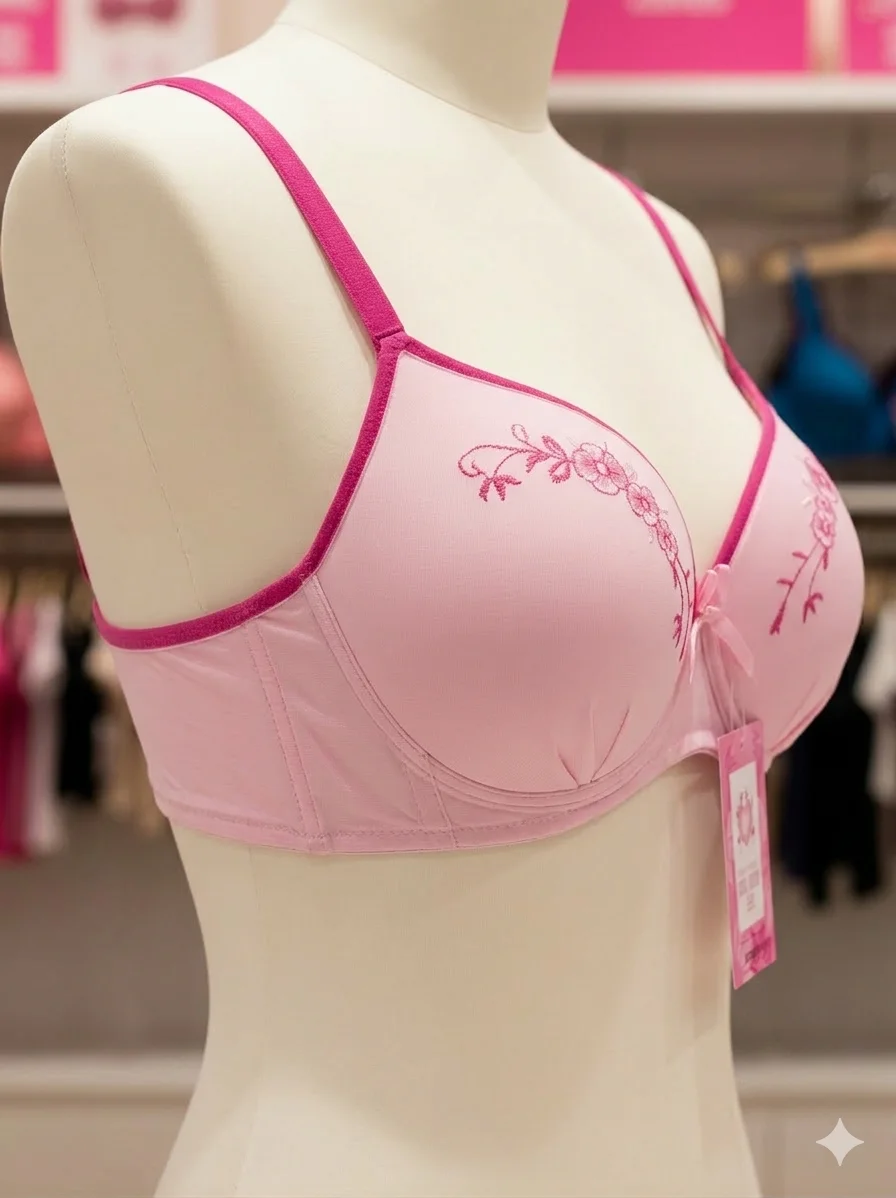 Women’s Floral Embroidered Foam-Padded Full-Coverage Bra
