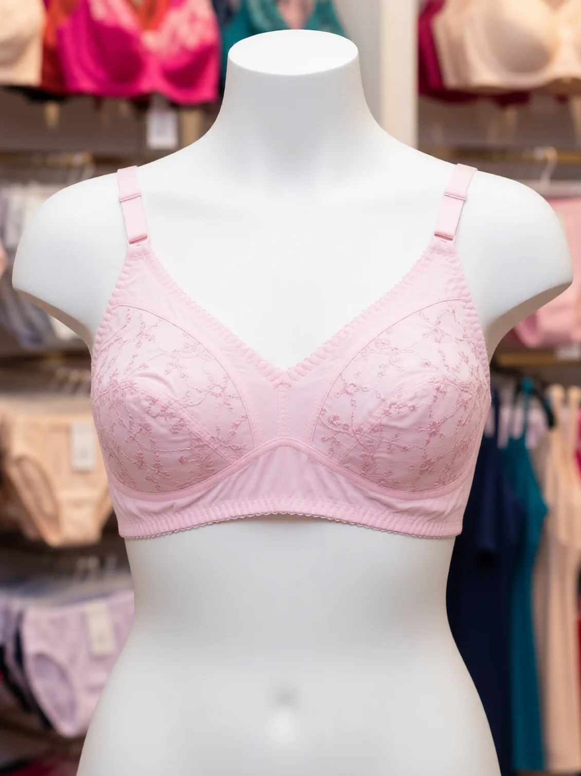 Women’s Floral Embroidered Cotton Non-Padded Full-Coverage Bra